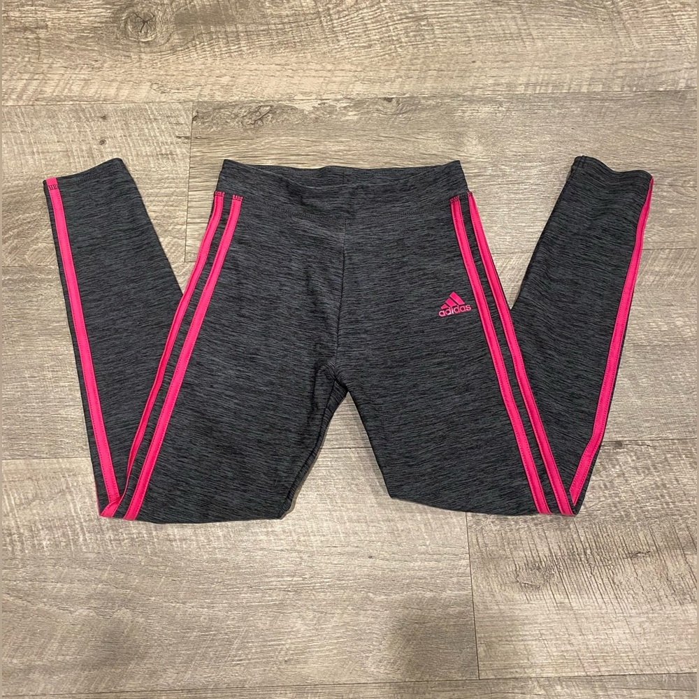 Adidas Kids Gray and Pink Leggings